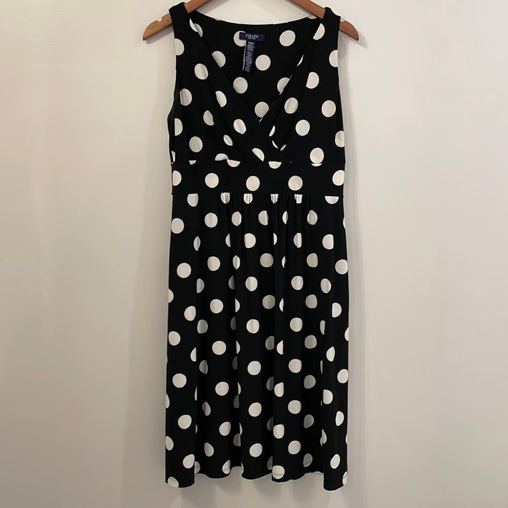 CHAPS Faux Wrap Dress, Black & White